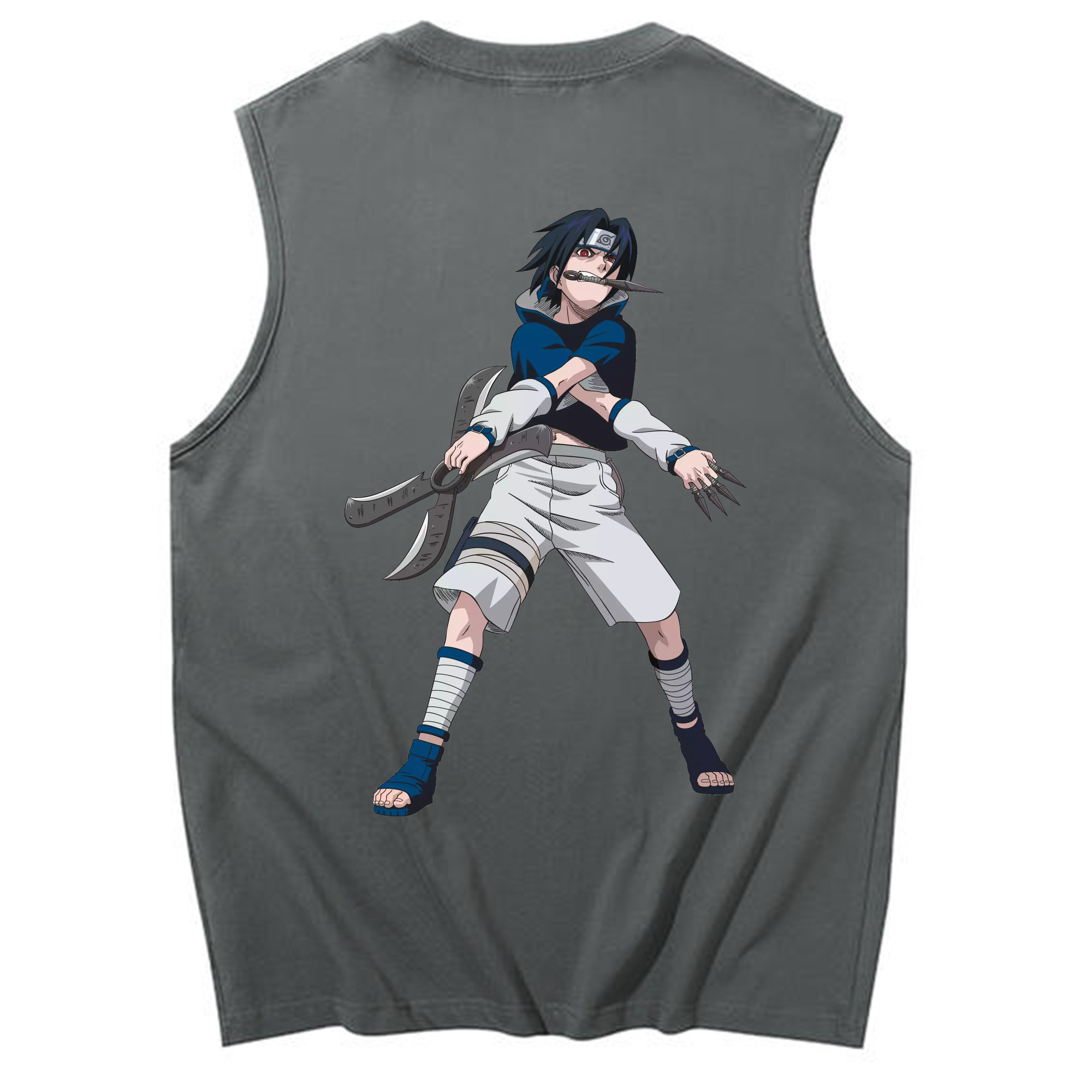 （画像用） NARUTO -ナルト- うちは サスケ Uchiha Sasuke コットン100％タンクトップ（背面プリント）
